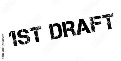 1St Draft rubber stamp. Grunge design with dust scratches. Effects can be easily removed for a clean, crisp look. Color is easily changed.