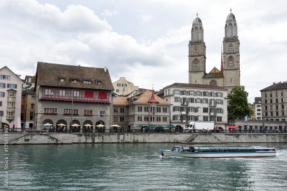 The old city center of Zurich on Switzerland.