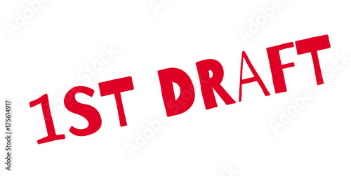 1St Draft rubber stamp. Grunge design with dust scratches. Effects can be easily removed for a clean, crisp look. Color is easily changed.