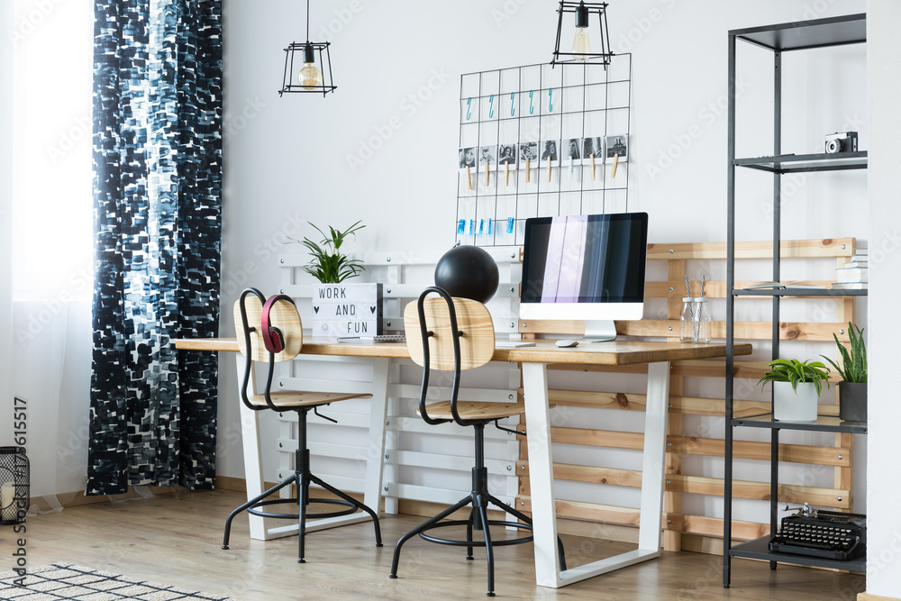 Fototapeta premium Modern workspace with wooden boards