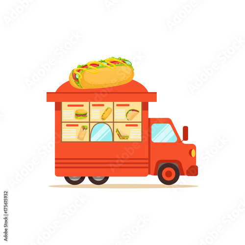 Flat street food van with fast food