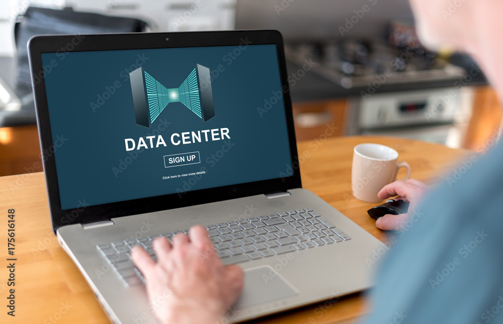 Data center concept on a laptop Data center concept on a laptop