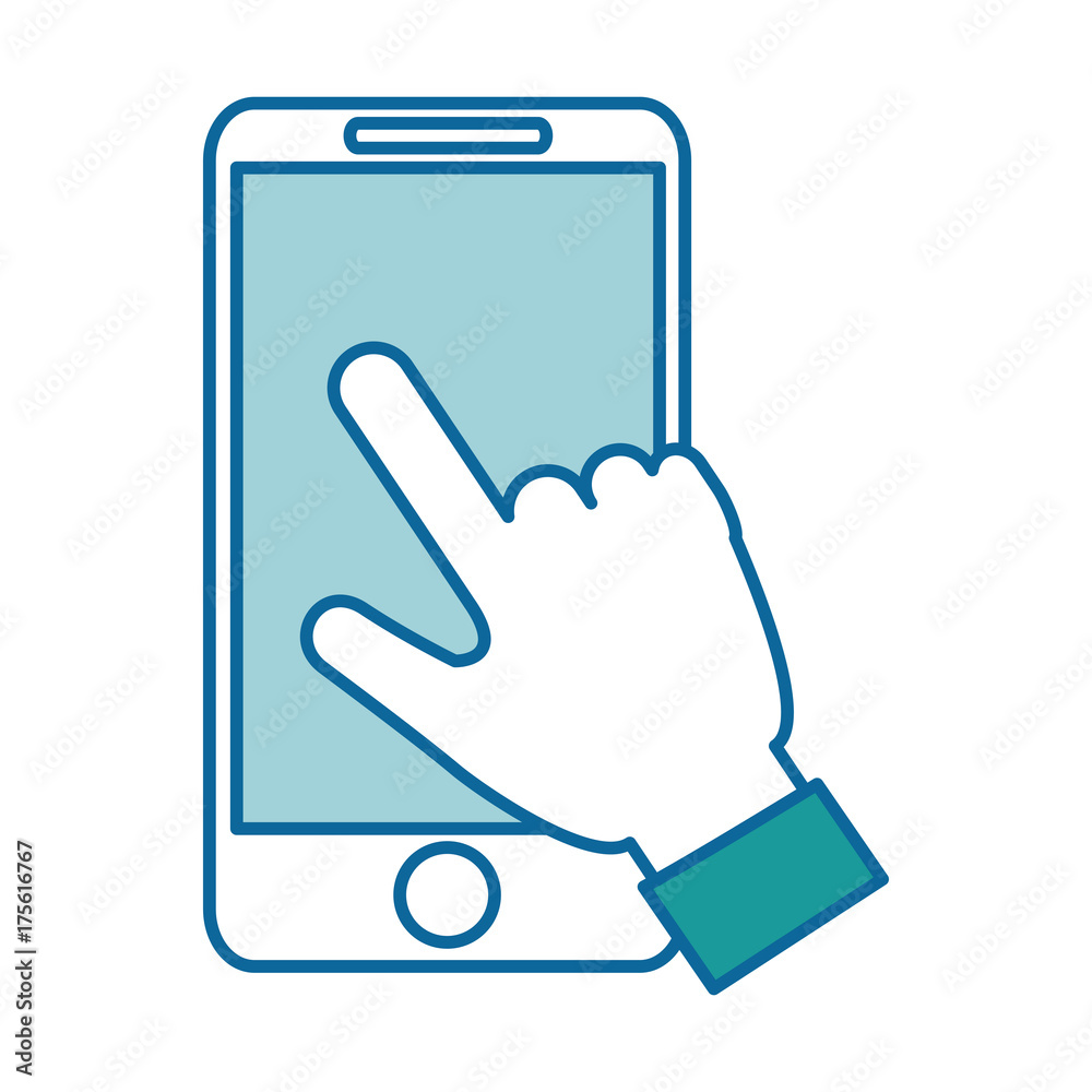 hand user with smartphone isolated icon hand user with smartphone isolated icon