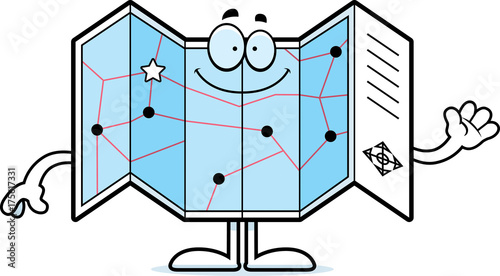 Cartoon Road Map Waving