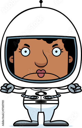 Cartoon Angry Astronaut Woman