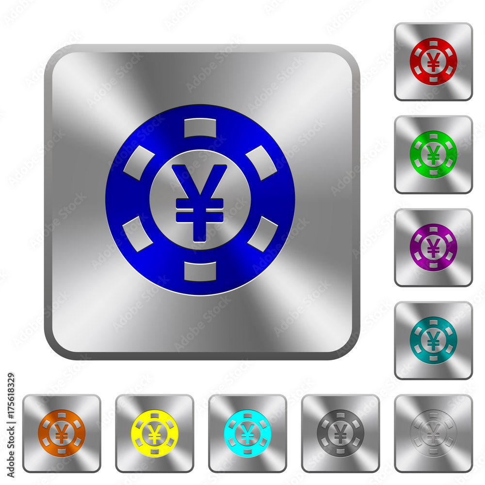 Yen casino chip rounded square steel buttons Yen casino chip rounded square steel buttons