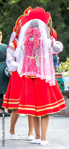 Girls in national Russian folk costumes