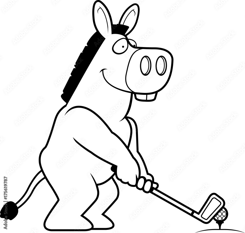Cartoon Donkey Golfing Stock Vector Adobe Stock