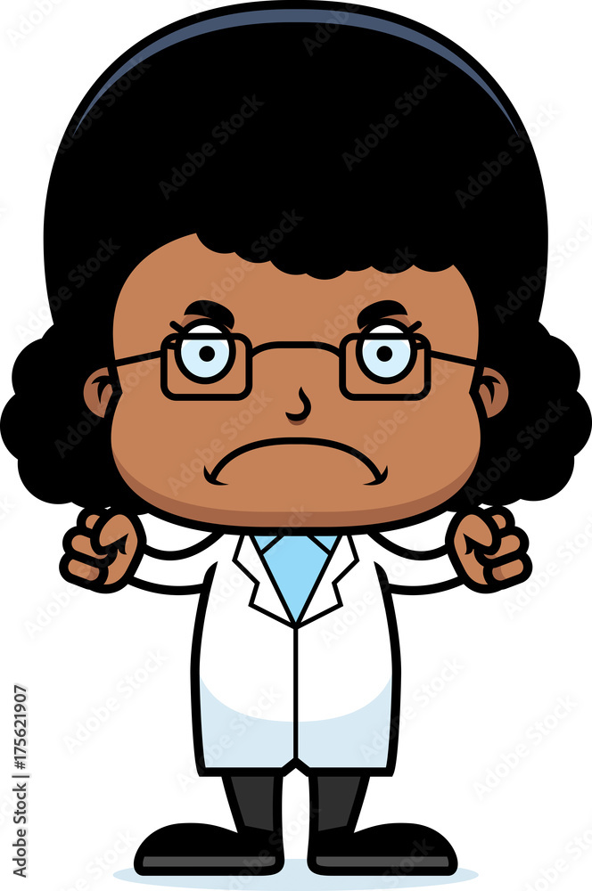 Cartoon Angry Scientist Girl