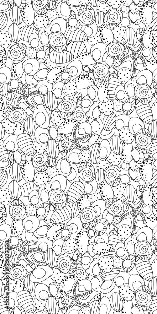 seamless border texture with sea pebbles for your design