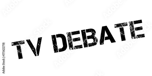 TV Debate rubber stamp. Grunge design with dust scratches. Effects can be easily removed for a clean, crisp look. Color is easily changed.