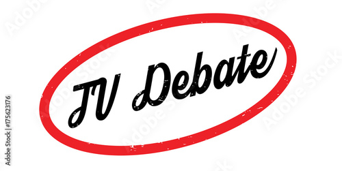 TV Debate rubber stamp. Grunge design with dust scratches. Effects can be easily removed for a clean, crisp look. Color is easily changed.