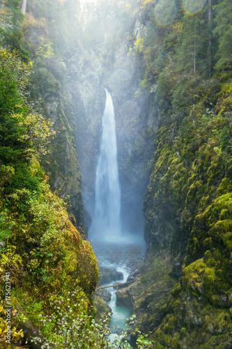 Breathtaking waterfall in the Austrian forest 