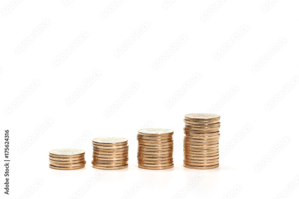 coins stacks isolated on white background coins stacks isolated on white background