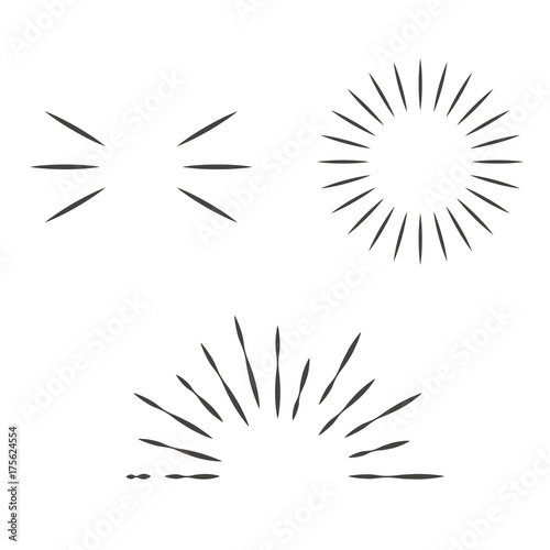 Set of rays in vintage retro style. Design elements for old school tattoo, background hipster cover, poster. Cartoon vector illustration.