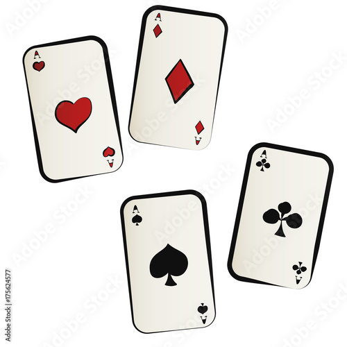 Set of playing cards in vintage retro style. Design elements for old school tattoo, background hipster cover, poster. Cartoon vector illustration.