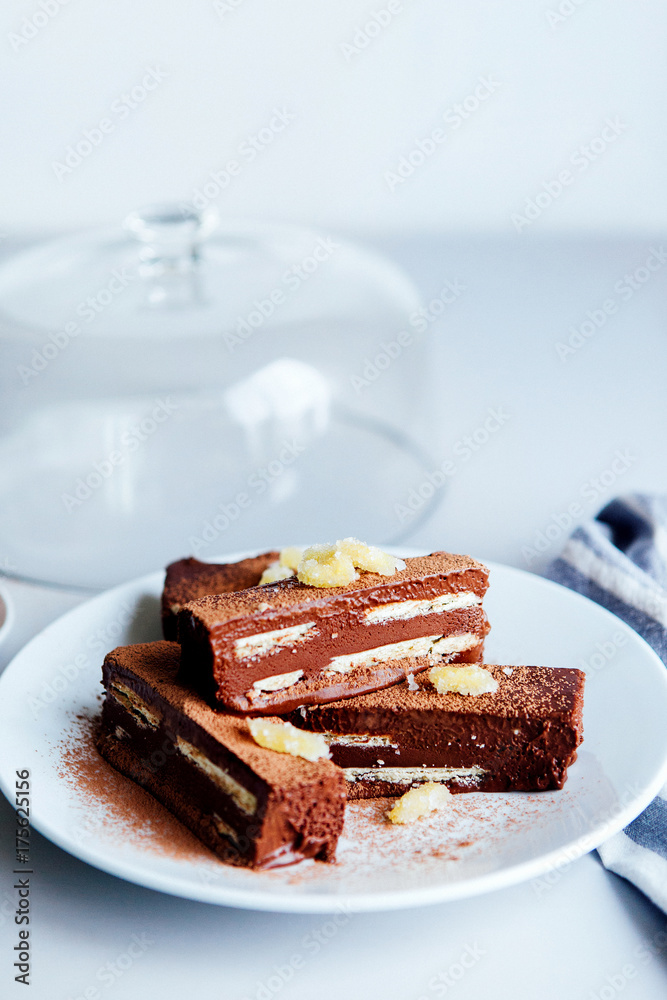 Chocolate mouse slice with citrus biscuit Chocolate mouse slice with citrus biscuit