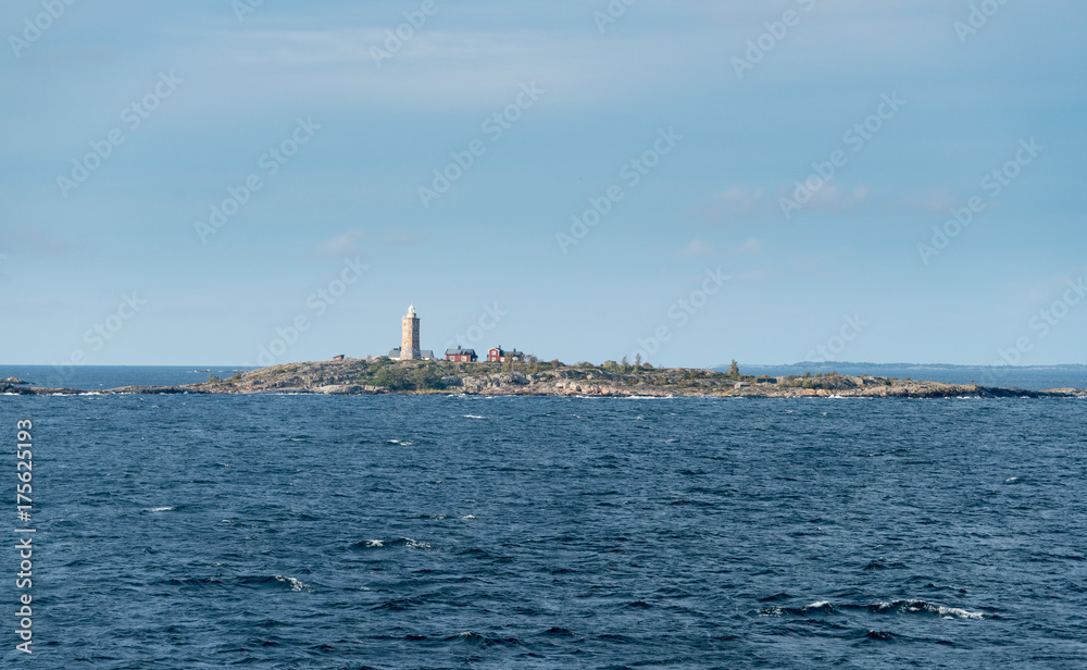 Small island and lighthouse outside Stockholm, Sweden