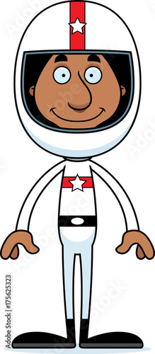 Cartoon Smiling Race Car Driver Man