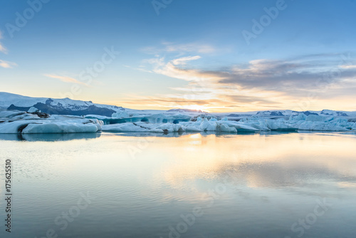 view of icebergs in glacier lagoon  Iceland  global warming concept