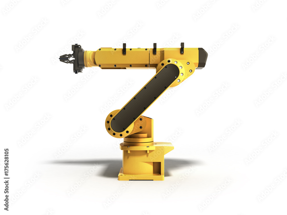 Industrial robot on white background 3D rendering