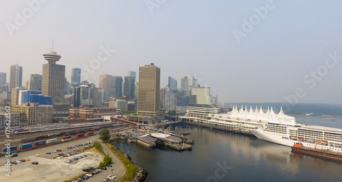 Vancouver aerial skyline near Canada Place