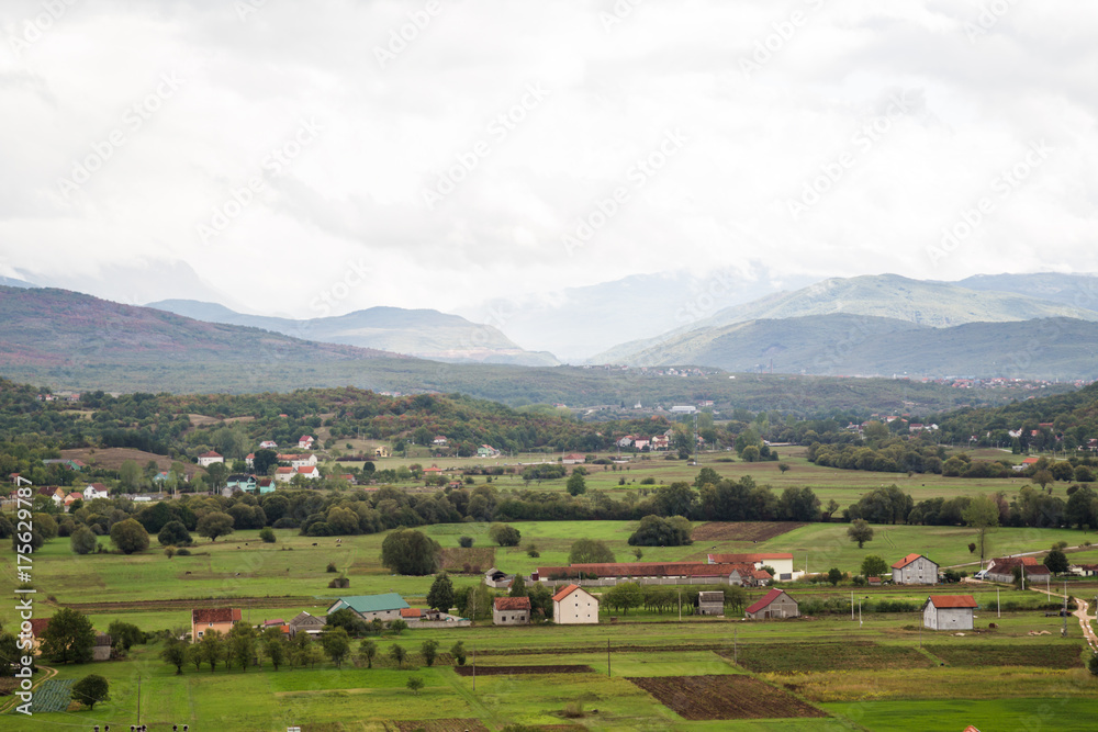 Top view of a small village in Montenegro