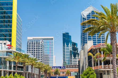 Santa Fe train station and San Diego skyline, CA