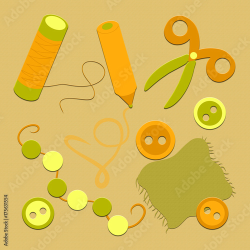 volumetric image of objects for needlework on a background with a texture
