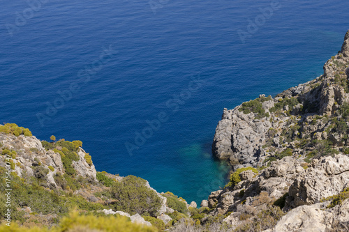 Rock coastline on Greece island Kalymnos, Telendos. Sea summer view from hiking trail. © Jaroslav Zeman
