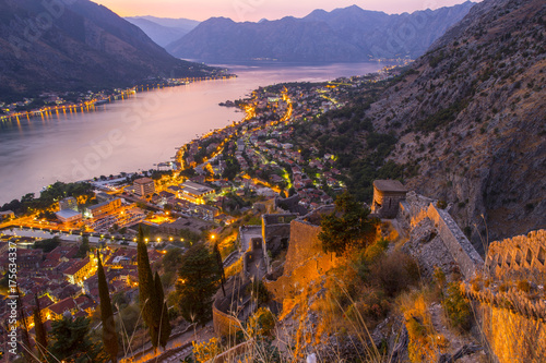 Montenegro. the city of Kotor. Evening. View of the old town.