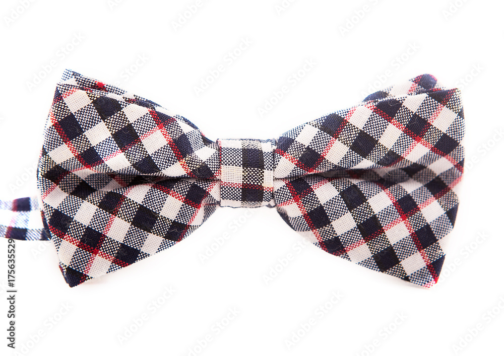 In a cage with red lines and black cubes bow tie isolated on white background, nice for party In a cage with red lines and black cubes bow tie isolated on white background, nice for party