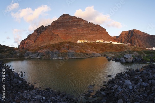 Salt water charco and La Merica mountain, Valle Gran Rey, La Gomera, Canary Islands, Spain, Europe