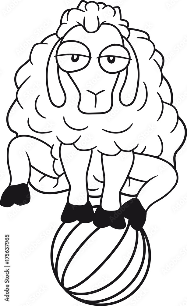 balancieren ball zirkus stunt attraktion kunststück gelangweilt lustig klein süß niedlich comic cartoon schaf ziege wolle bauer bock müde cool balancieren ball zirkus stunt attraktion kunststück gelangweilt lustig klein süß niedlich comic cartoon schaf ziege wolle bauer bock müde cool