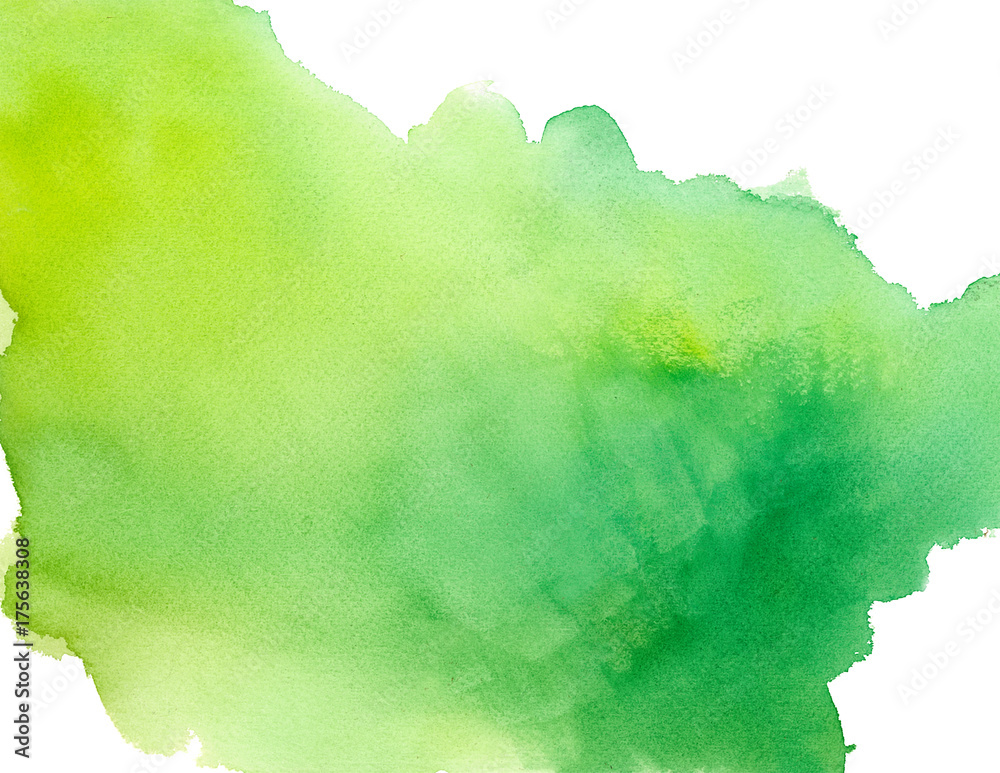 Green Watercolor Wash Background - obrazy, fototapety, plakaty 