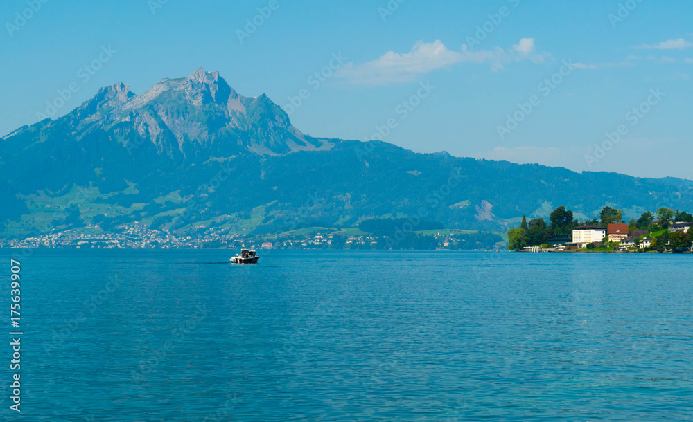 Boat on Lake Lucerne in Switzerland.