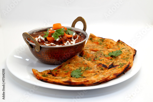 Rajma curry or rajma masala with roti. Indian food curry with bread. photo