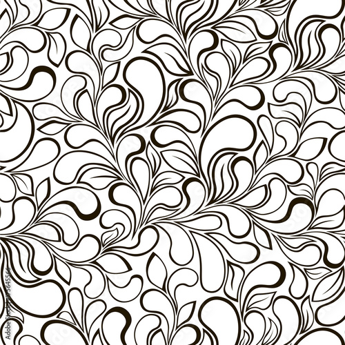 Floral background seamless pattern.  Glamour swirles. Vector