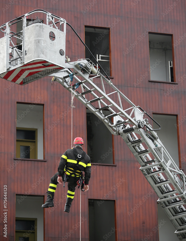 firefighter during a training exercise with the autoscale and th