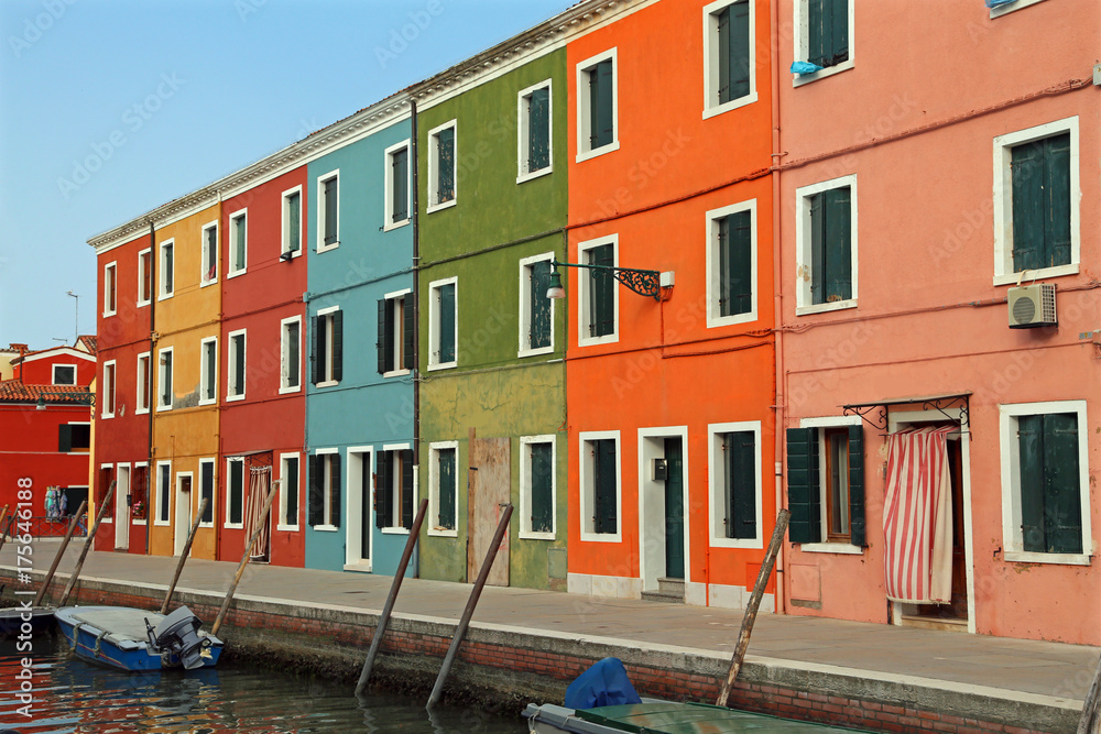 houses on the island of Burano a few miles from Venice in Northe