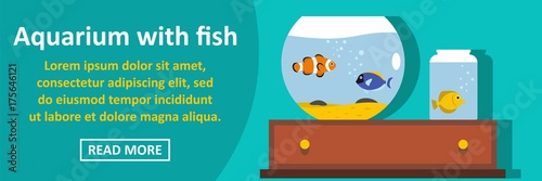 Aquarium with fish banner horizontal concept
