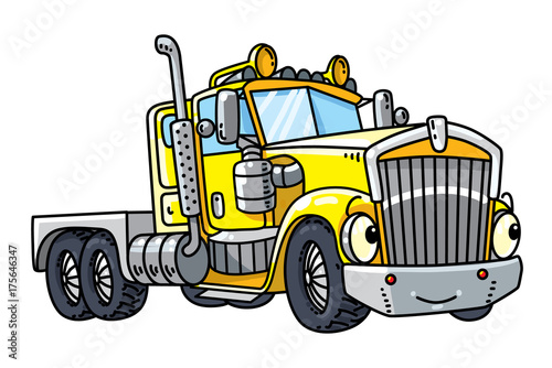 Funny heavy truck with eyes