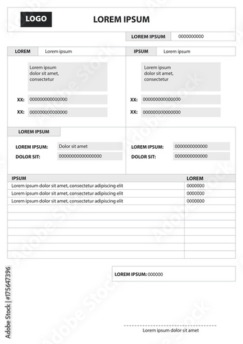 Vector editable invoice form template