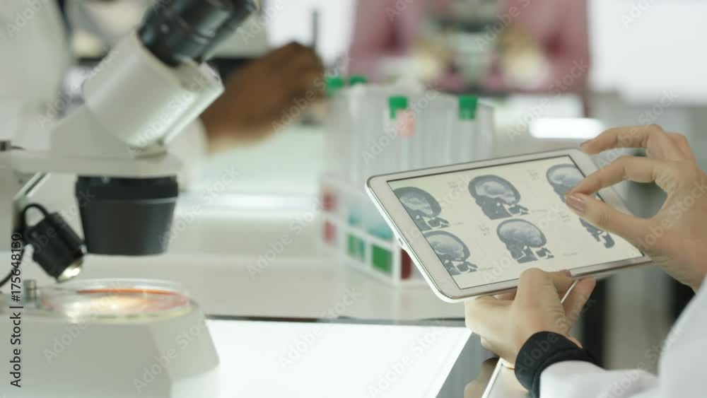 Medical research team working with technology in modern laboratory Medical research team working with technology in modern laboratory