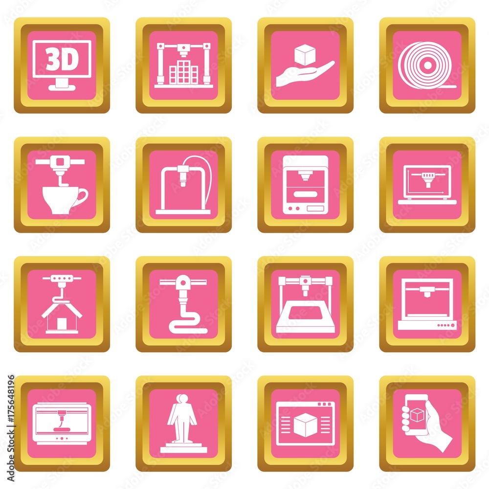 3D Printing icons pink 3D Printing icons pink