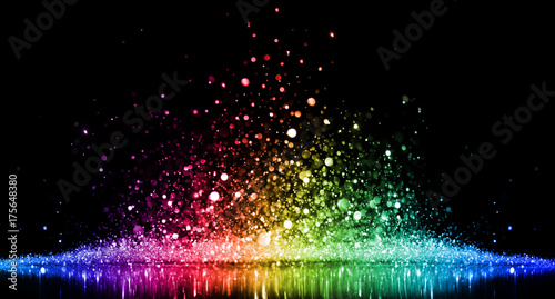 Rainbow of sparkling glittering lights abstract background