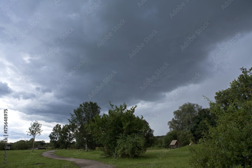 Storm front approaching, Hitzacker, Lower Saxony, Germany, Europe