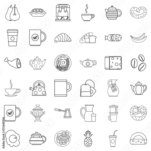 Good morning icons set, outline style