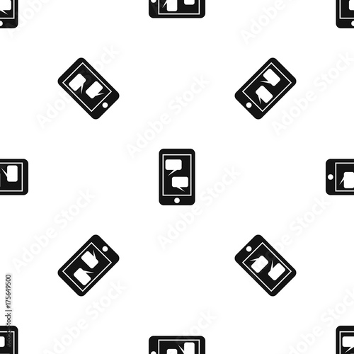 Smartphone and speech bubbles pattern seamless black © ylivdesign