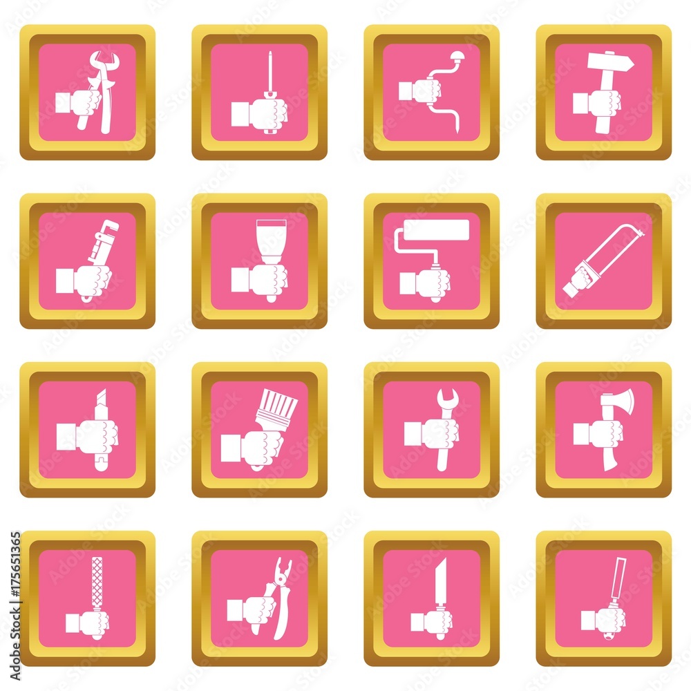 Hand tool icons pink Hand tool icons pink